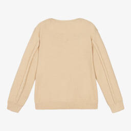 Beatrice & George-Girls Floral Knit Beige Cardigan | Childrensalon Outlet