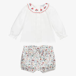 Beatrice & George-Белый топ и шорты в цветочек | Childrensalon Outlet