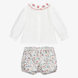 Beatrice & George-Белый топ и шорты в цветочек | Childrensalon Outlet