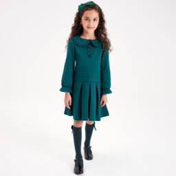 Beatrice & George-Girls Green Frilled Milano Dress | Childrensalon Outlet