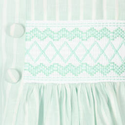 Beatrice & George-Зеленое платье из смесового льяна в полоску | Childrensalon Outlet