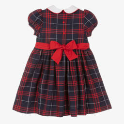 Beatrice & George-Синее хлопковое платье в клетку со сборками для девочек | Childrensalon Outlet