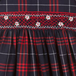 Beatrice & George-Синее хлопковое платье в клетку со сборками для девочек | Childrensalon Outlet