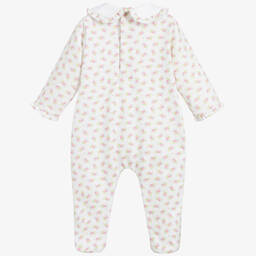 بياتريس آند جورج-أفرول بيبي غرو بطبعة ورود لون عاجي وزهري للمولودات | Childrensalon Outlet