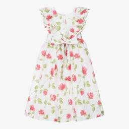Beatrice & George-Длинное белое платье из хлопка с цветочным принтом | Childrensalon Outlet