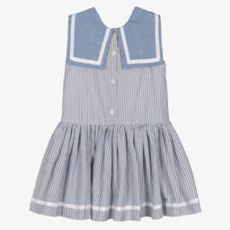 Beatrice & George-Голубое хлопковое платье в полоску в матросском стиле | Childrensalon Outlet