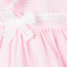 Beatrice & George-Girls Pink Check Poplin Dress | Childrensalon Outlet
