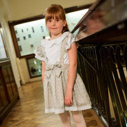 Beatrice & George-Топ с розово-зеленой юбкой в цветочек для девочек | Childrensalon Outlet