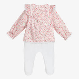 Beatrice & George-Розовая блузка с белым комбинезоном для малышей | Childrensalon Outlet