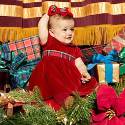 Beatrice & George-Красное бархатное платье из хлопка | Childrensalon Outlet