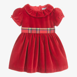 Beatrice & George-Красное бархатное платье из хлопка | Childrensalon Outlet