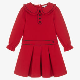 Beatrice & George-Girls Red Milano Jersey Frock | Childrensalon Outlet