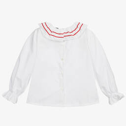 Beatrice & George-Girls Red Needlecord Pinafore Dress Set | Childrensalon Outlet