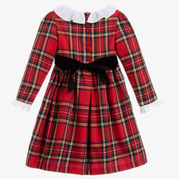 Beatrice & George-Красное хлопковое платье из шотландки для девочек | Childrensalon Outlet
