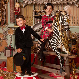 Beatrice & George-Красное хлопковое платье из шотландки для девочек | Childrensalon Outlet