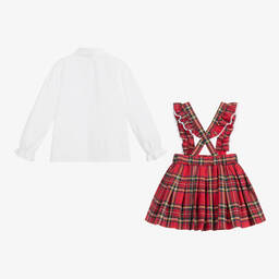 Beatrice & George-Хлопковая блузка с красной юбкой-шотландкой | Childrensalon Outlet