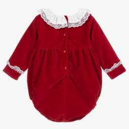 Beatrice & George-Красный бархатный песочник для девочек | Childrensalon Outlet