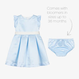 Beatrice & George-Girls Satin Elegance in Blue | Childrensalon Outlet