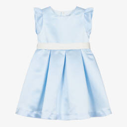 Beatrice & George-Girls Satin Elegance in Blue | Childrensalon Outlet