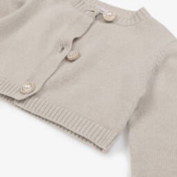 Beatrice & George-كنزة ناعمة من مزيج الكشمير للبنات بلون البيج | Childrensalon Outlet