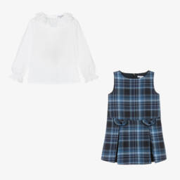 Beatrice & George-Блузка и синий сарафан из хлопка в клетку для девочек | Childrensalon Outlet