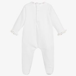 Beatrice & George-Girls White Cotton Babygrow | Childrensalon Outlet