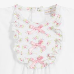 Beatrice & George-Girls White Cotton Babygrow | Childrensalon Outlet