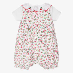 Beatrice & George-Girls White Cotton Cherry Shortie | Childrensalon Outlet