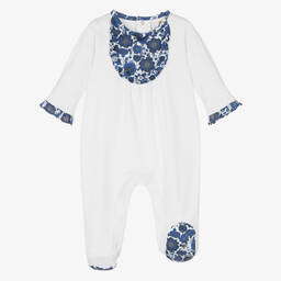 Beatrice & George X Childrensalon-Girls White Cotton Sybil Print Babygrow | Childrensalon Outlet