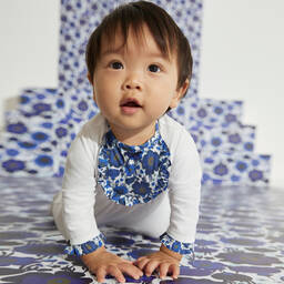 Beatrice & George X Childrensalon-Girls White Cotton Sybil Print Babygrow | Childrensalon Outlet