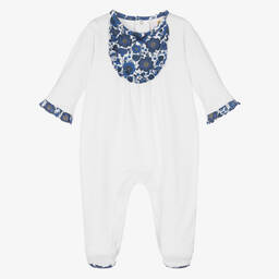 Beatrice & George X Childrensalon-Girls White Cotton Sybil Print Babygrow | Childrensalon Outlet