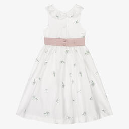 Beatrice & George-Белое платье из хлопка с вышивкой для девочек | Childrensalon Outlet