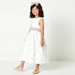 Beatrice & George-Белое платье из хлопка с вышивкой для девочек | Childrensalon Outlet