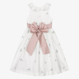 Beatrice & George-Белое платье из хлопка с вышивкой для девочек | Childrensalon Outlet