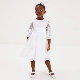Beatrice & George-Белое платье из тюля с вышивкой | Childrensalon Outlet