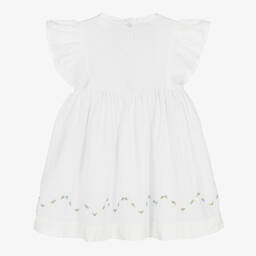 Beatrice & George-Белое хлопковое платье с ручной присборенной вышивкой | Childrensalon Outlet
