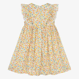 Beatrice & George-Желто-оранжевое платье из хлопка в цветочек | Childrensalon Outlet