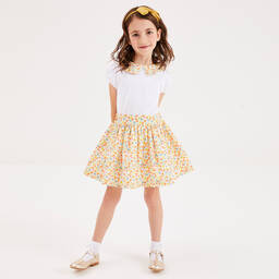 Beatrice & George-Топ и желто-оранжевая юбка из хлопка в цветочек | Childrensalon Outlet