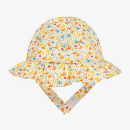 Beatrice & George-Желтая хлопковая панама в цветочек для девочек | Childrensalon Outlet