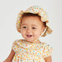 Beatrice & George-Желтая хлопковая панама в цветочек для девочек | Childrensalon Outlet