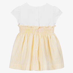 بياتريس آند جورج-طقم فستان بوبلين لون أصفر وأبيض | Childrensalon Outlet