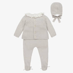 Beatrice & George-طقم أفرول بيبي غرو مزيج صوف وكشميرلون رمادي للأطفال | Childrensalon Outlet