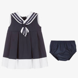 Beatrice & George-Navy Cotton Sailor Dress for Girls | Childrensalon Outlet