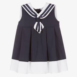 Beatrice & George-Navy Cotton Sailor Dress for Girls | Childrensalon Outlet