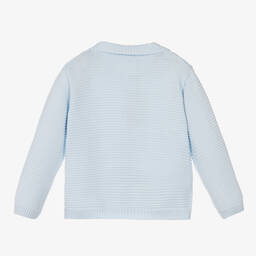 Beatrice & George-Pale Blue Ribbed Cotton Cardigan | Childrensalon Outlet