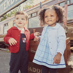 Beatrice & George-Pale Blue Ribbed Cotton Cardigan | Childrensalon Outlet
