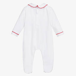 بياتريس آند جورج-بيبي غرو تطريز سموك قطن  لون أبيض للأطفال | Childrensalon Outlet