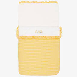 Beatrice & George-Yellow Cotton Seersucker Baby Nest (80cm) | Childrensalon Outlet