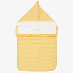 Beatrice & George-Yellow Cotton Seersucker Baby Nest (80cm) | Childrensalon Outlet