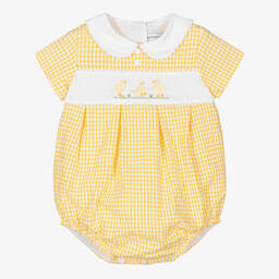 Beatrice & George-Желтый песочник из жатого ситца в клетку | Childrensalon Outlet